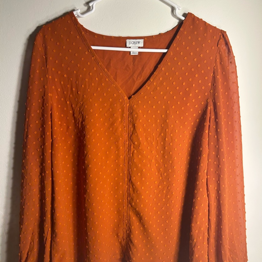 J. Crew Women's Textured Orange Blouse